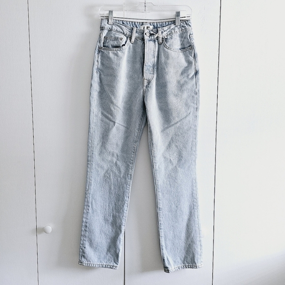 NEW Lovers + Friends Reece High Rise Slim Straight Jeans in Palms Blue - Picture 2 of 8
